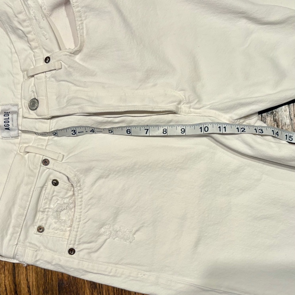 AGOLDE 90s Mid Rise Loose Ripped Fit Jeans, Vanish (white), size 28 - Picture 7 of 9